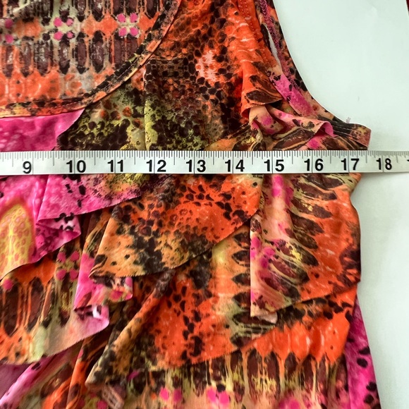 Ruffled sleeveless Vibrant summer dress barn top M - Picture 6 of 9